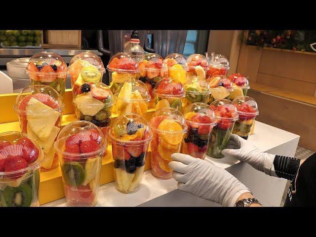 신선하고 깔끔한 컵과일, 멜론빙수, 생과일 주스 몰아보기 / Cup fruit, melon shaved ice, fresh fruit juice/korean street food