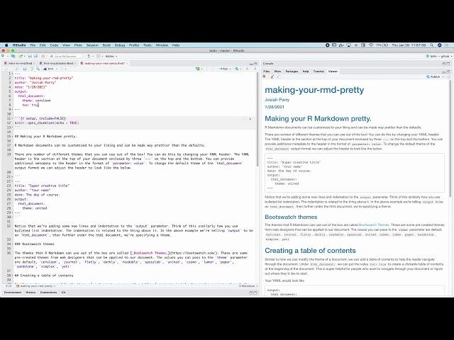 Making your R Markdown Pretty