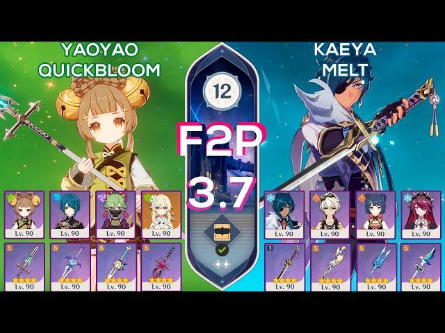 [F2P] NEW Spiral Abyss 3.7 Yaoyao QuickBloom & Kaeya Melt I Floor 12 9 stars Genshin Impact