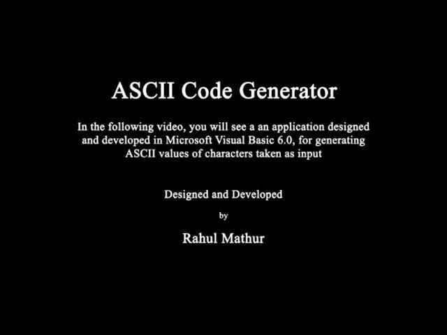 ASCII Code Generator (Microsoft Visual Basic 6.0)