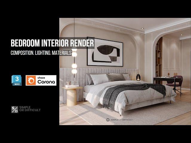 Master Bedroom Beginners Full Tutorial - 3ds Max Corona Render (Free Scene Download)