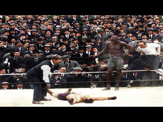 Jack Johnson vs Stanley Ketchel HD Colorized - 16.10.1909