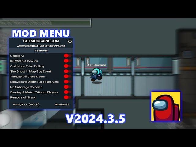 AMONG US MOD MENU ATUALIZADO V2024.3.5 NO COOLDOWN /  SEM CRASH / TUDO DESBLOQUEADO!!