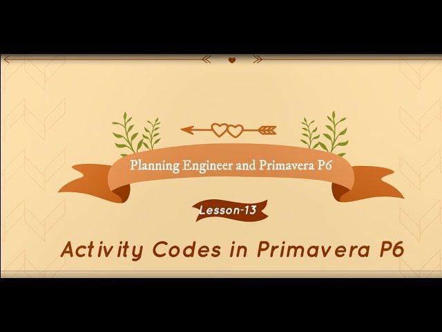 Activity Codes in Primavera P6  - Lesson -13