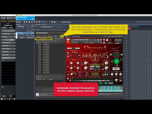 Vienna Ensemble Pro - How to Automate Kontakt via Cubase Quick Controls.