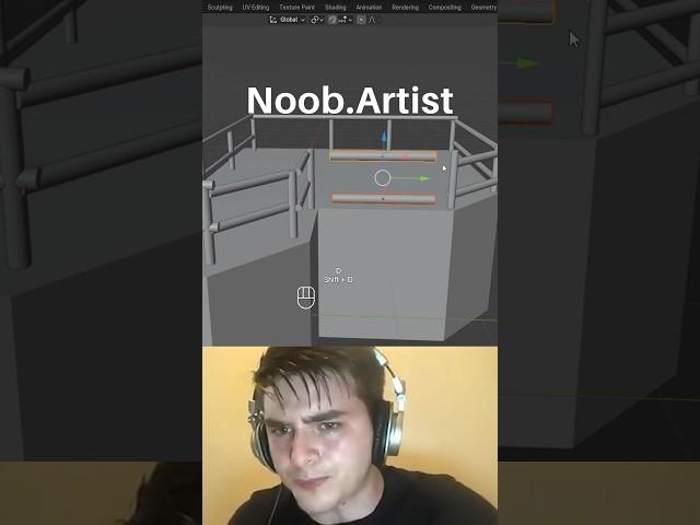 Noob vs Pro artist: creating handrails #blendertutorial #blender #blendercommunity #blender3d #b3d