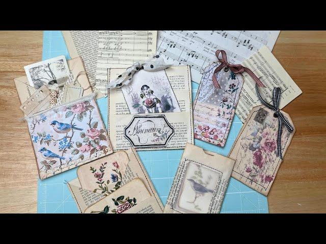 Junk Journal~Easy Pockets,Tags, & Envelopes using Book Pages and Music Sheets