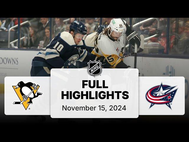 NHL Highlights | Penguins vs. Blue Jackets | November 15, 2024