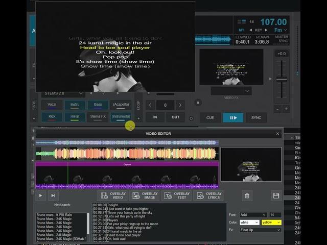 Quick test of using Virtual DJ 2023 Stems 2.0 together with the Lyrics feature in Video editor