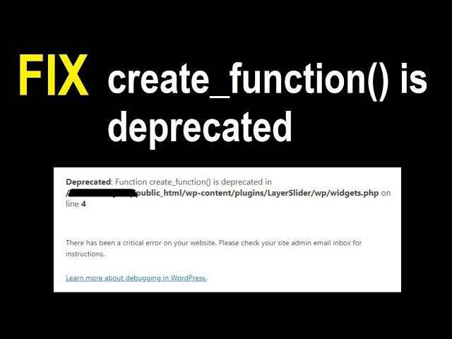 Fix create_function() is deprecated | Critical error WordPress PHP