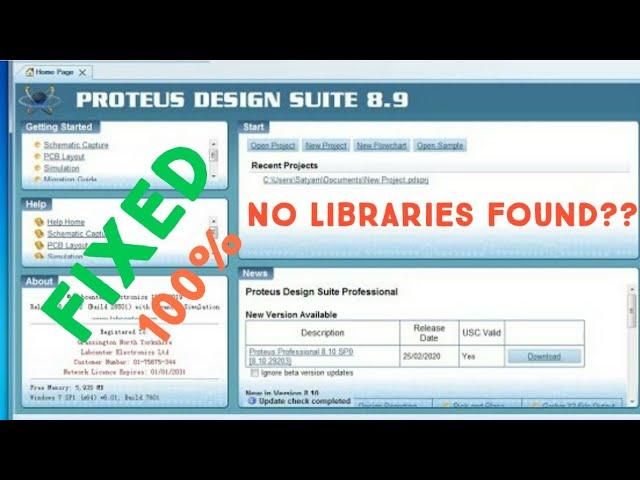 Fix Proteus 8 "No libraries found" Error