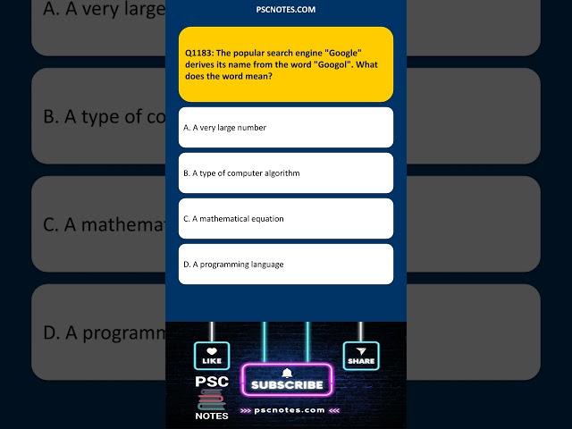 GK MCQ Quiz The popular search engine  Google  derives its nam