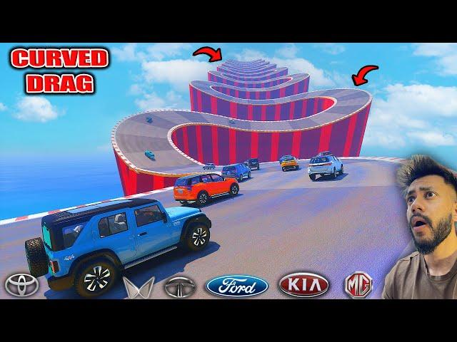 TOP INDIAN CARS CURVED ROAD DRAG RACE | GTA 5 ABHISHEKKZ GAMING