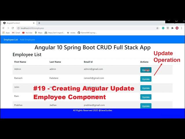 Angular 10 + Spring Boot CRUD Full Stack App - 19 - Create Angular Update Employee Component & Form