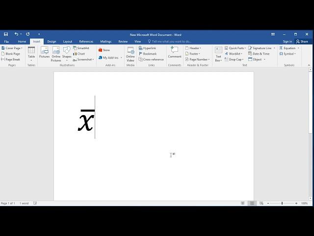 How to type X BAR in word