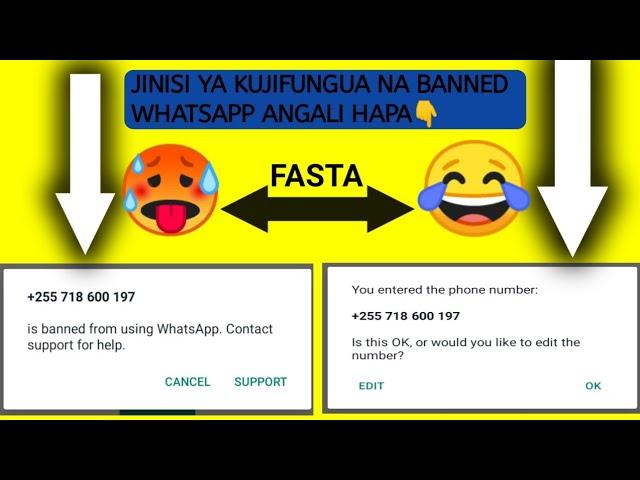 JINSI YA KUJIFUNGULIA WHATSAPP WAKI KU BANNED  HOW TO UNBANNED WHATSAPP NUMBER