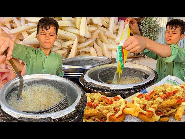 10 Years Old KID Selling FRENCH FRIES  Hardworking Afghani Boy Making KFC McDonald's Style Fries