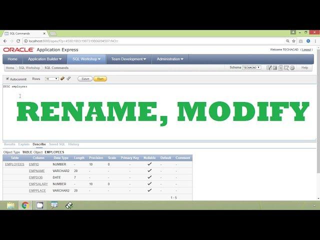 Oracle Tutorial - Rename and Modify a Column using Alter Table Statement