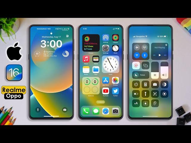 iOS 16 Theme with iOS Lock Screen for Realme and Oppo devices
