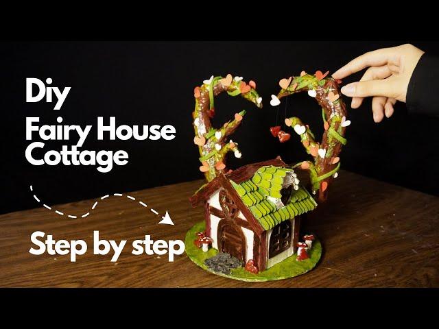 How to Make a Fairy House Cottage from Cardboard | DIY Fairy House |Valentine's Day Cardboard House