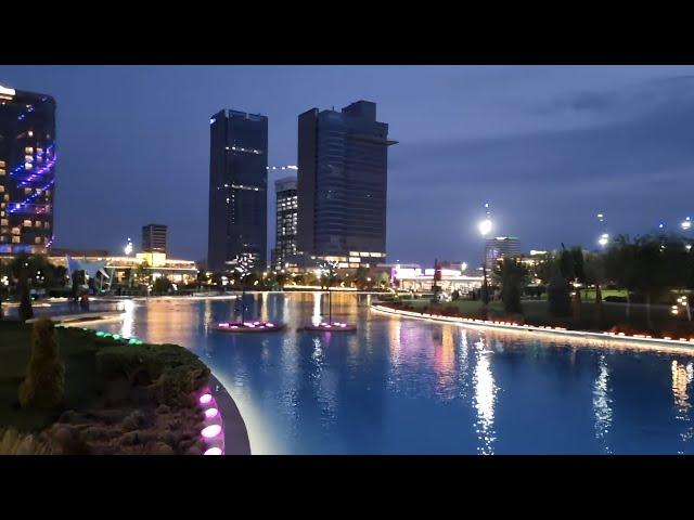 Ночная прогулка Ташкентсити . Танцующий фонтан до конца.4K Night  Tashkent city Dancing fountain