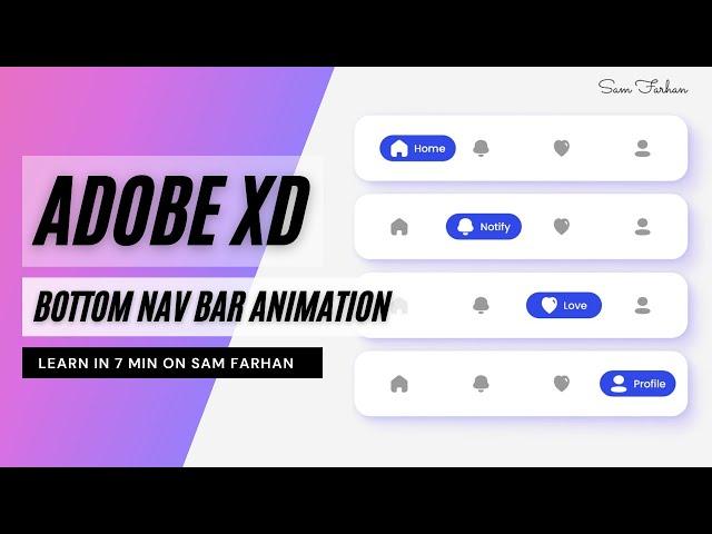 Bottom navigation bar animation in adobe XD uiux