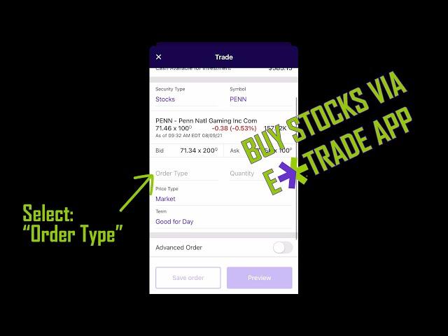 How To Buy a Stock on the E*Trade Mobile App  |  2021