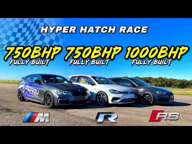 1000HP AUDI RS3 vs 750HP XDRIVE BMW M140i vs 750HP GOLF R