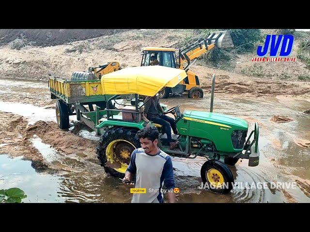 jcb stuck in sand tractor stuck in sand Jagan Village Drive john deere tractor stuck in river