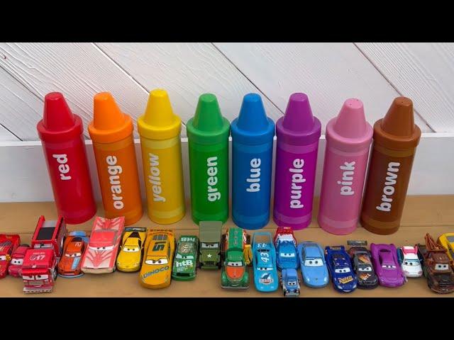  Learning Colors with Lightning McQueen and Tow Mater  Disney Pixar Cars with Giant Crayon Toys 