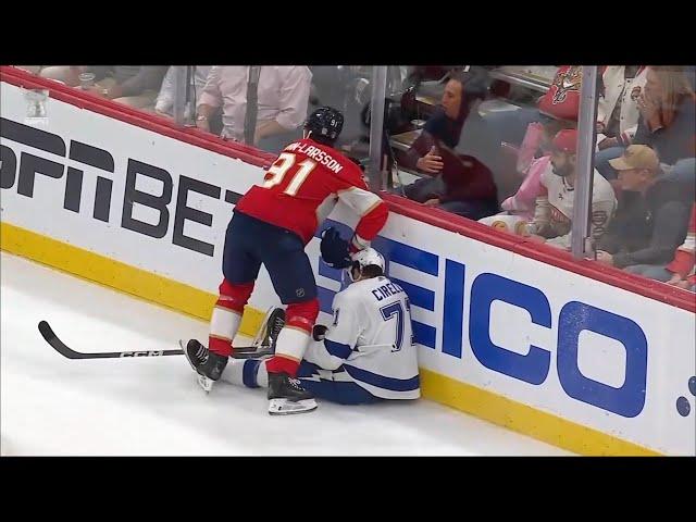 Anthony Cirelli Heads To Locker Room After Slamming Into Boards