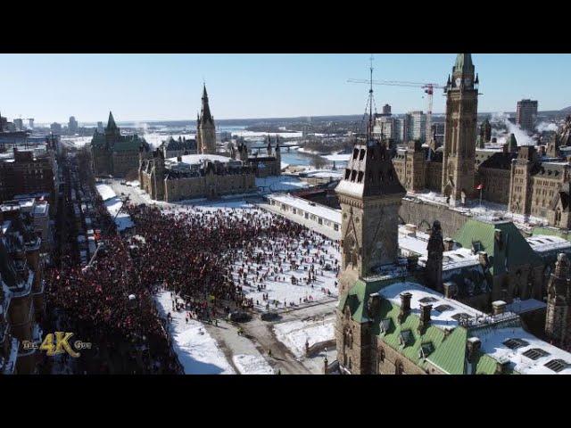 Canada: Massive crowd at Parliament viewed by drone at freedom convoy main event 1-29-2022