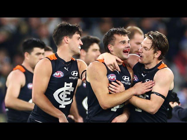 Lachie Cowan kicks his first career AFL Goal - Carlton vs Geelong - AFL Round 15 2024