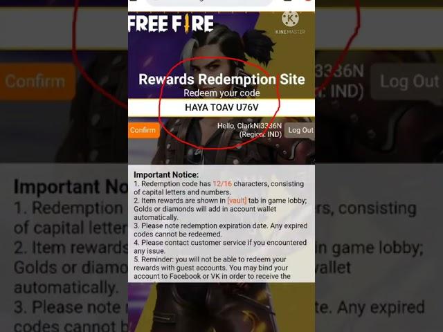 free fire redeem code