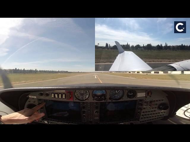 Despegue visto desde la cabina de vuelo en el Aeródromo de Son Bonet | CESDA