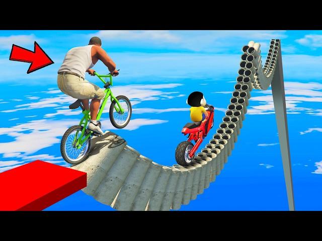 SHINCHAN AND FRANKLIN TRIED THE VERTICLE PIPES BRIDGE & SUPER HEROS PARKOUR CHALLENGE GTA 5