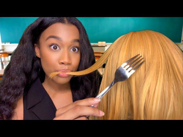 ASMR Girl In The Back Of The Class Eats Your Hair ‍️ ASMR Hair Play | Personal  Attention