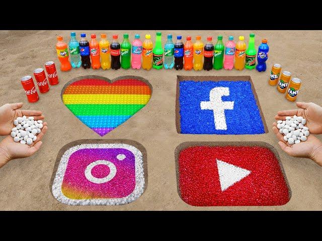 YouTube, Facebook, and Instagram Logo in the Hole with Orbeez, Popular Sodas & Mentos