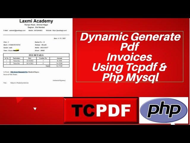 Dynamic generate pdf Invoices using tcpdf & php mysql