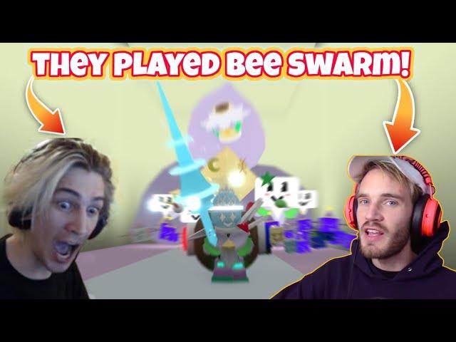 Reacting to Celebrities Play Bee Swarm Simulator!