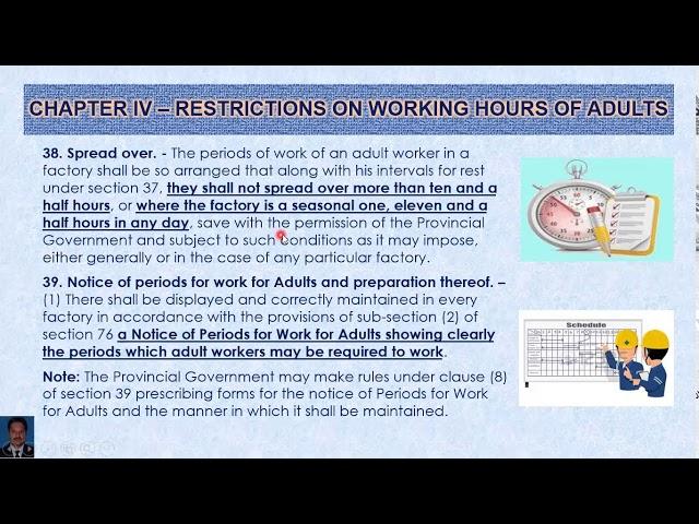 Factories Act 1934 - Chapter 4 (Restrictions on Working Hours) - Lecture 16