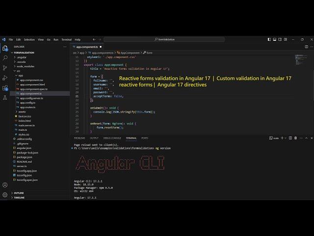 Reactive forms validation in Angular 17 | Custom validation in reactive form | Angular 17 directives