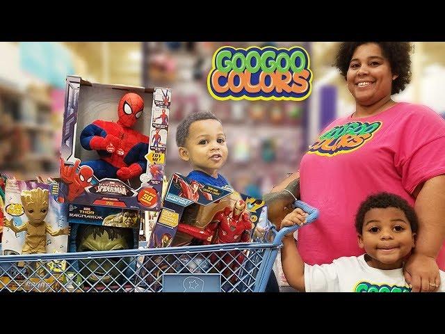 GOO GOO GAGA HELP MOMMY PRETEND SHOP FOR INFINITY AVENGERS PLAY TOYS!