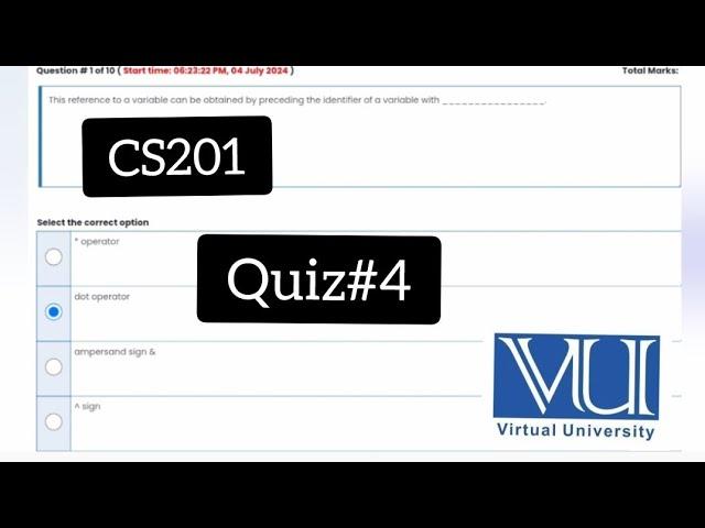 CS201 || quiz 4 || MCQ'S lecture (23 - 29)