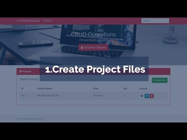 1. Create Project File (CRUD Operations in PHP and MySQL using PDO)