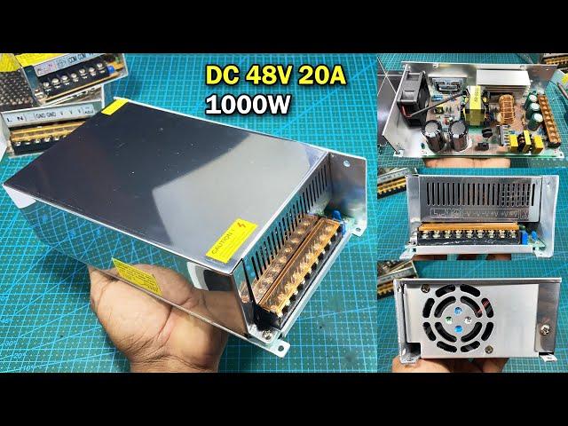 DC 48V 20A 1000W Switch Power Supply AC110V/AC220V Unboxing and Test