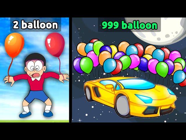 Nobita Fly to Space with 999 Balloons  || Funny Game