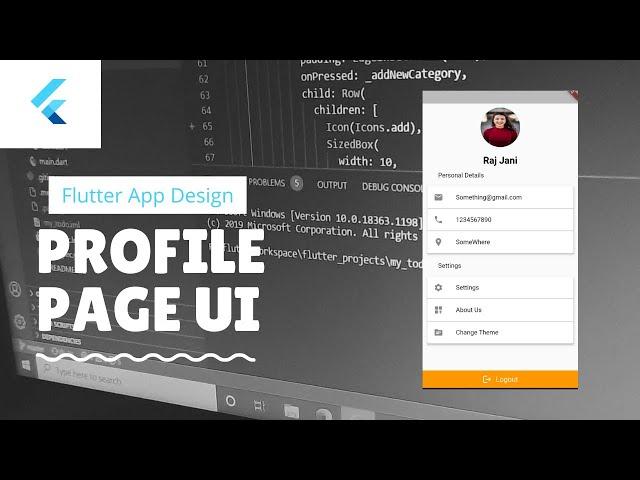 Flutter UI Tutorial | Profile Page UI Design | Flutter speed code | Raj Jani