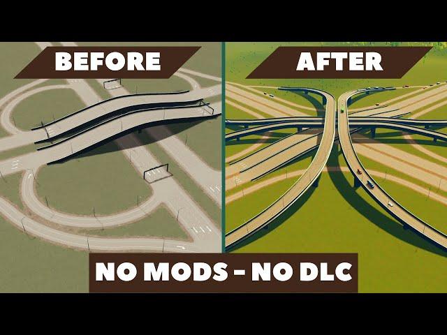 Convert a Cloverleaf into a STACK INTERCHANGE in vanilla Cities Skylines - NO MODS - NO DLC