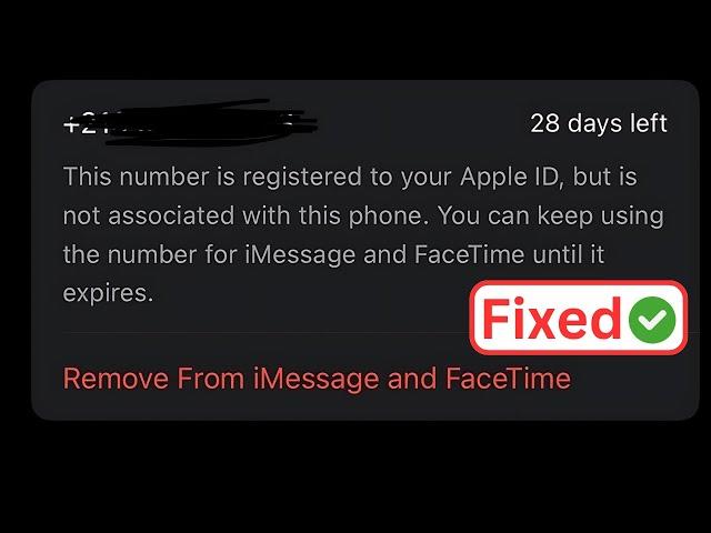 This number is registered to your apple id but is not associated with this phone | Fixed